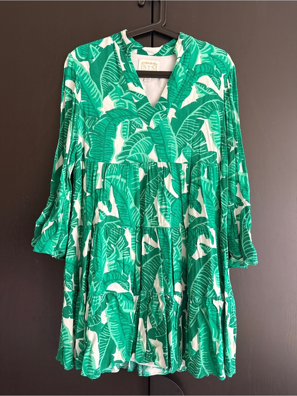 Sail to Sable Green Leaf Print Mini Dress